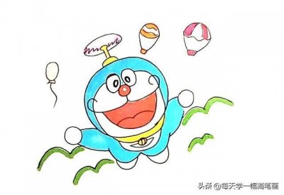 ​每天学一幅简笔画--开心的哆啦A梦简笔画步骤图解教程