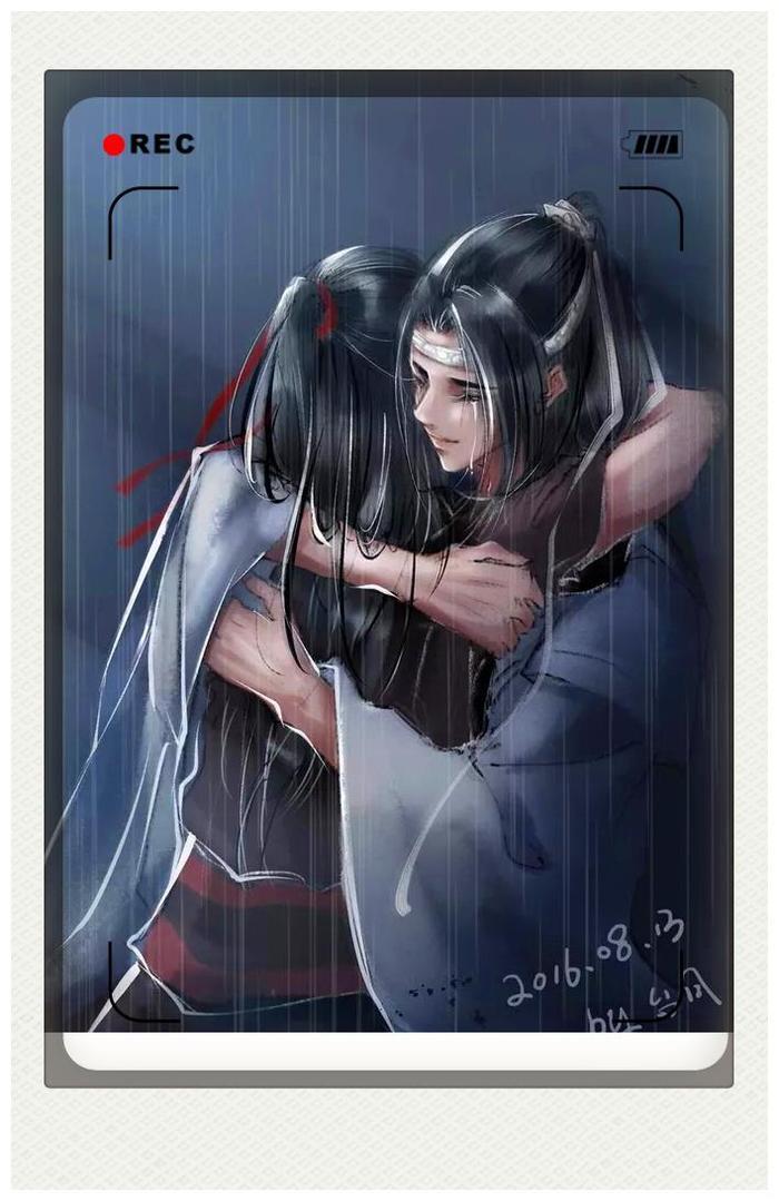 魔道古风壁纸：图四晓星尘身处在一片黑暗地方，伸手擦拭霜华剑