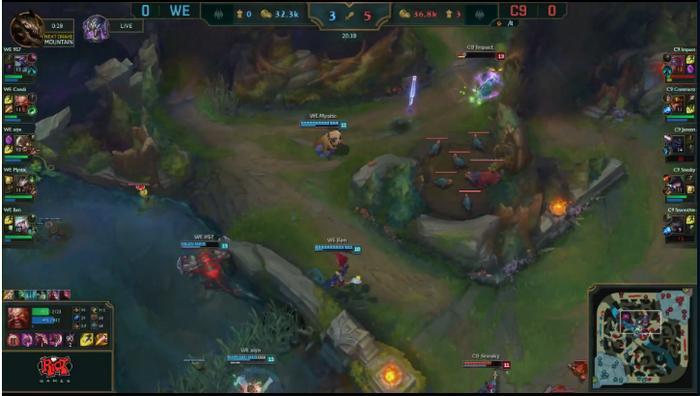 WE对C9第一场双方纠缠一小时，WE成功抓住机会拿下第一场胜利