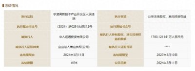 ​华人运通投资公司超38亿股权被冻结