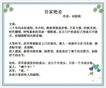 ​权倾朝野男主VS娇媚女主，强推《吾家艳妾》《卿卿与我开太平》