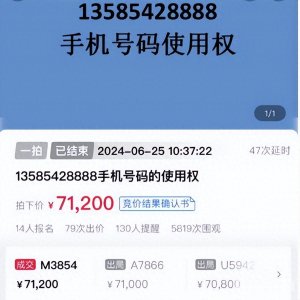 ​替人担保拒不履行 尾号“8888”手机靓号被拍卖！