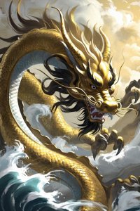 ​AI壁纸，中国龙，龙游四海、威风八面