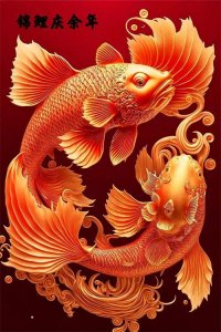 ​2023吉祥好运锦鲤图片，新年祝福财源滚滚发财双锦鲤壁纸