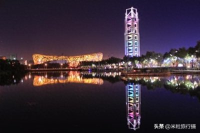 ​鸟巢夜景，玲珑塔夜景，鸟巢灯光秀，美丽变幻，色彩绚烂