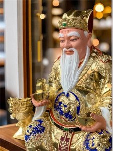 ​土地公的神力保佑着家庭，使其平安顺遂，福气充盈。