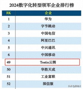 ​Testin 云测入选互联网周刊“2024 数字化转型领军企业TOP 100”
