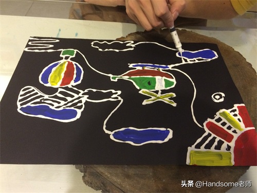 儿童创意美术：沥粉画-跟着线走