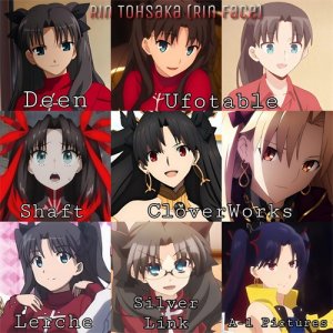 ​fate：9种不同画风的远坂凛 个人最喜欢初代小丑社的人设